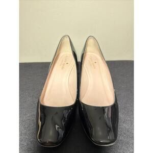 Kate Spade Black Patent Leather Pumps Jewel Studded Heels Square Toes Size 7.5
